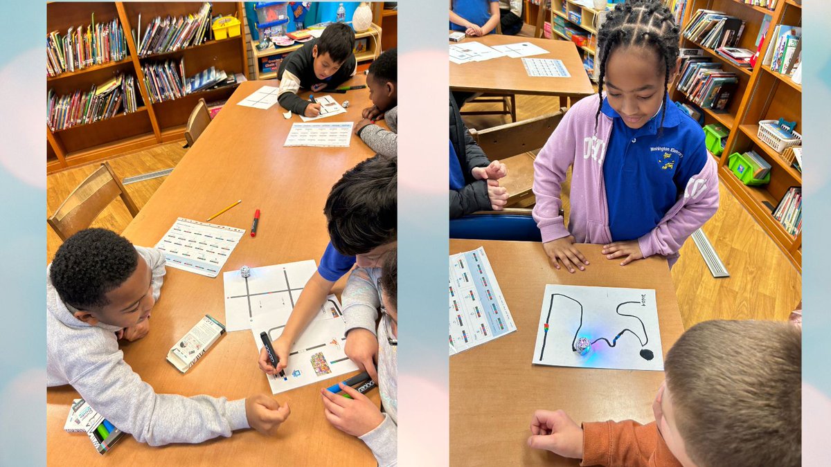 STEM_WASHINGTON's tweet photo. WESS students learning programming using Ozobots. Developing a code using a specific algorithm to get their ozobot to successfully find a float. #STEMeducation https://t.co/8QjGqPa5GD