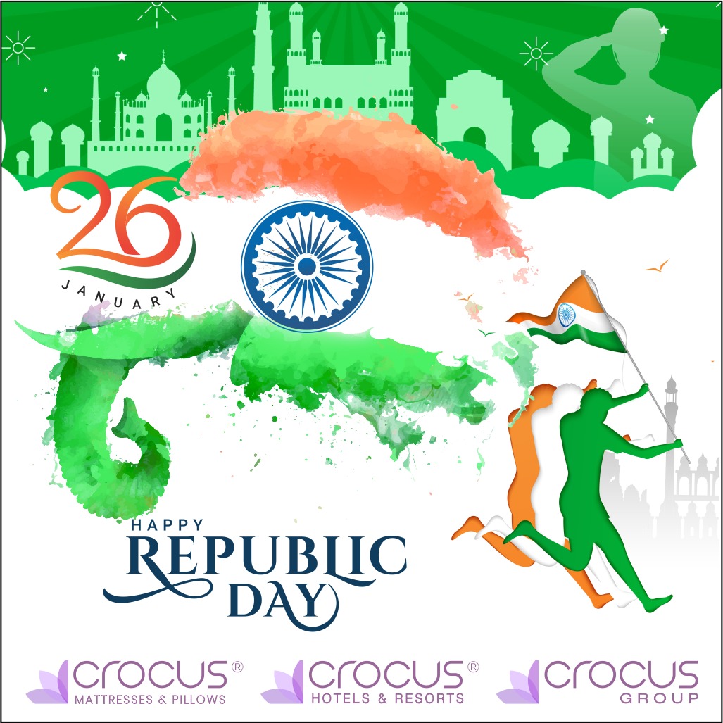 To the heroes of the Nation, and to the people of the nation, wishing you all a Happy Republic Day!
#crocusmattresses #crocuspillow #foammattress #springmattress #eurotopmattress #boxtopmattress #comfortsleep #goodsleep  #luxurymattress #mattressprotector #duvet #HappyRepublicDay