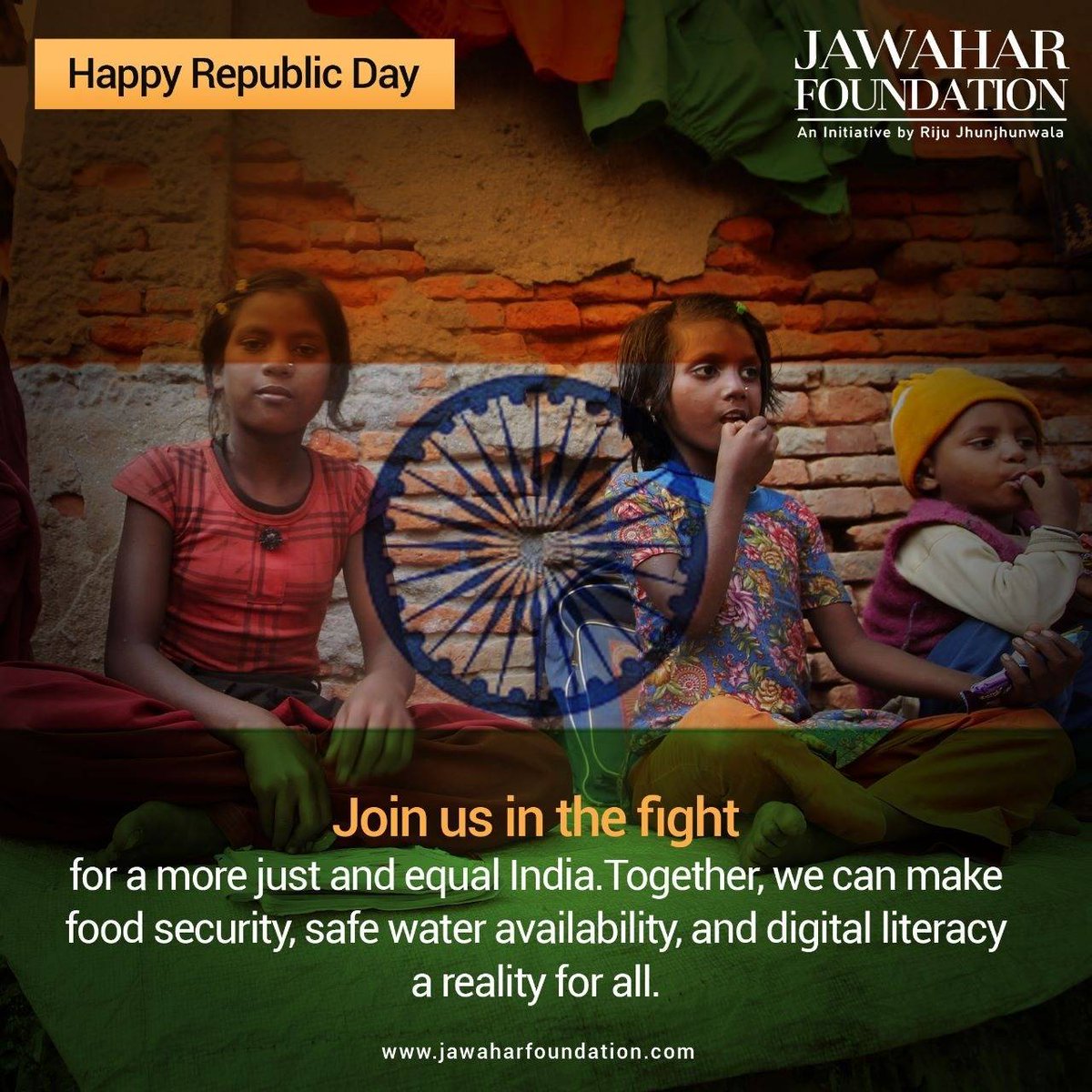jwr_foundation's tweet photo. We dream of a #Rajasthan where no one sleeps hungry, each student has basic digital knowledge, and water-borne diseases drop to zero! 

Happy Republic Day! 
Will you join us? 

#happyrepublicday #74threpublic #india https://t.co/xbCILnC9rm