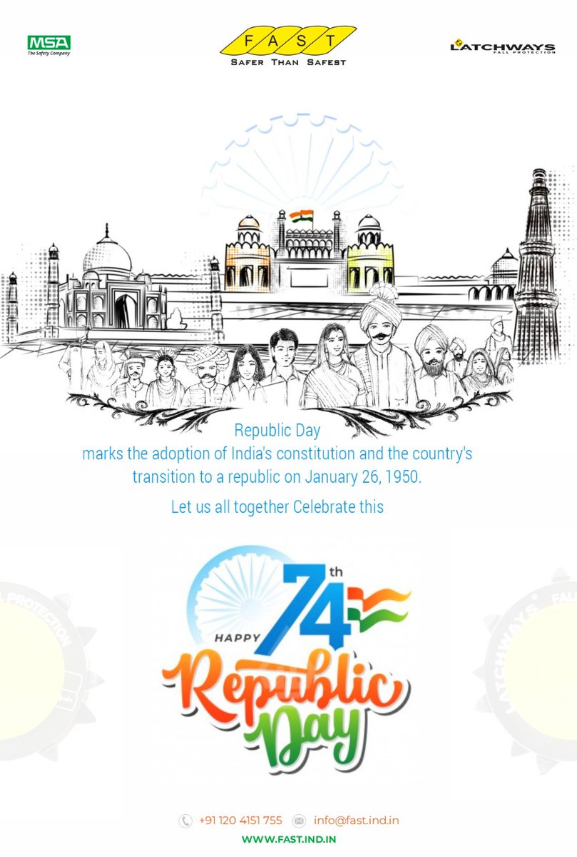 FASTIndia2's tweet photo. With faith in our hearts and independence in our thoughts, let’s salute the Nation. Happy Republic Day! 

#complexworksites #simplifiedfallprotection
#saferthansafest #safety #fastindia #safetyfirst #RepublicDay #fallprotection #weknowwhatsatstake #ppe #workingatheight #msasafety https://t.co/GyPbJVJjSw