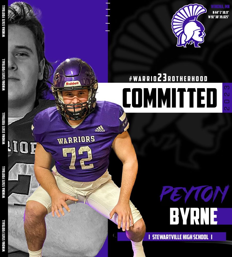 Peyton Byrne (@peytonbyrne2) on Twitter photo Excited to announce my commitment to <a href="/WinonaState_FB/">Winona State Football</a>! Thank you to all my family, coaches and teammates that helped me get here! Let’s work‼️<a href="/SHSCoachMueller/">Garrett Mueller</a> <a href="/JosephStrike1/">Joseph Strike</a> <a href="/CoachAlanMay/">Alan May</a> <a href="/realAlexHain/">Alex Hain</a> <a href="/StewieFootball/">Stewartville Football</a> Excited to announce my commitment to <a href="/WinonaState_FB/">Winona State Football</a>! Thank you to all my family, coaches and teammates that helped me get here! Let’s work‼️<a href="/SHSCoachMueller/">Garrett Mueller</a> <a href="/JosephStrike1/">Joseph Strike</a> <a href="/CoachAlanMay/">Alan May</a> <a href="/realAlexHain/">Alex Hain</a> <a href="/StewieFootball/">Stewartville Football</a>