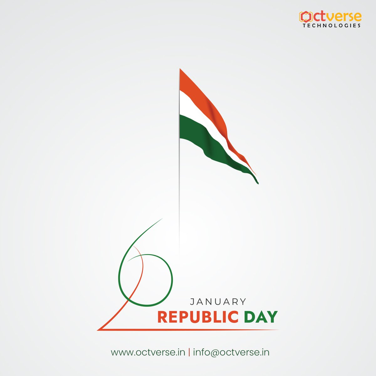 As we celebrate the 72nd Republic Day of India, we at #Octverse Technologies are proud to be a part of this great nation. Let us also pledge to work together for the progress and prosperity of our country. Wishing you a happy and prosperous Republic Day.
#republicday #technology