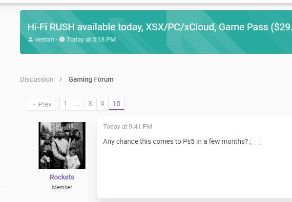 x_scytherage_x's tweet photo. The chance of that happening is about as good as Forspoken's cutscenes #HiFiRush #Xbox #ConsoleExclusive https://t.co/ppz1Y7QRWe