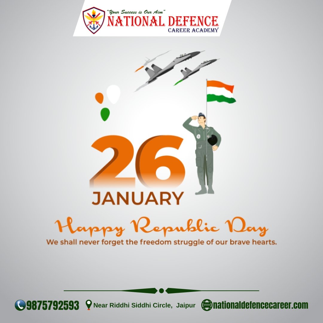DefenceJaipur's tweet photo. Be proud that we live in a country that has such a rich history and heritage. Happy Republic Day!
#RepublicDay2023 #RepublicDay #India #jaipur #necjaipur #January26 #ndca #ndcajaipur 
https://t.co/YQQHUYAizX https://t.co/is54ReHzAN