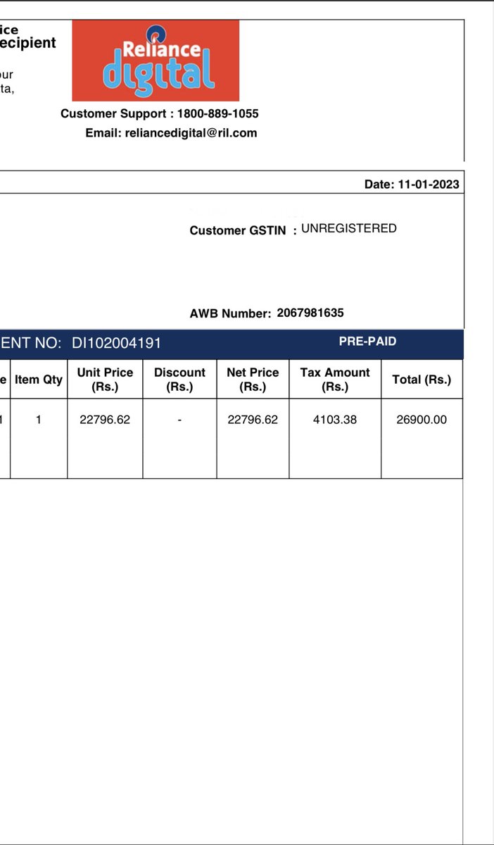 ArijitGuin19's tweet photo. Never purchase anything from Reliance Digital, they send damaged product &amp; refuse to take return inspite of having return policy. Doing fraud with many peoples.
@RelianceDigital 
@jagograhakjago 
@nch1915
@DoC_GoI
@CimGOI
@SupremeCourtIND
@MLJ_GoI https://t.co/m3G2qZ0H3P