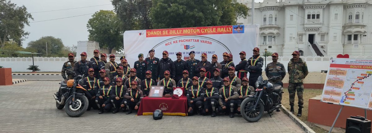 lt_ukti's tweet photo. #NCCJawaMotorcyclerally flagged in  by Brig Ashutosh Shukla, SM, Dy GOC..at Military Station,Alwar. #AtmaNirbharBharat  ka 'Salt se Software tak ka safar' @ArvindKapoorTYG @HQ_DG_NCC @jawamotorcycles @jawamotorcycles @yezdiforever @NCC_Dte_Gujarat @NCCDteRajasthan https://t.co/6zHL1sY43C