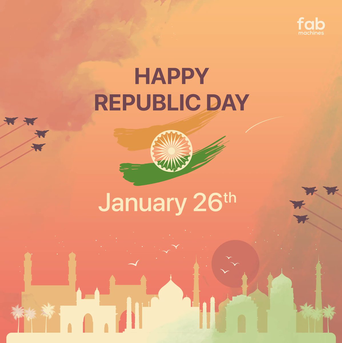 fabmachines's tweet photo. Happy Republic Day!

#republicday #indianrepublicday #fabheads #fabmachines #3dprinting #additivemanufacturing #makeinindia https://t.co/U07sFamvDe