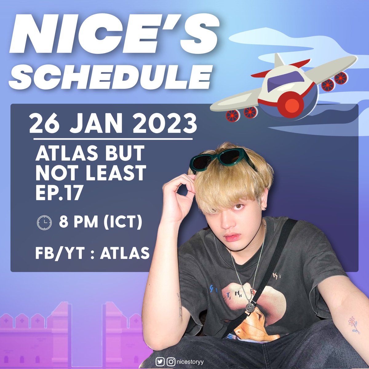 nicestoryy's tweet photo. NICE'S SCHEDULE👾

ATLAS BUT NOT LEAST EP.17 | วันหยุด พักให้สุด หยุดไม่อยู่(บ้าน) !!

🗓️ 26 มกราคม 2566
🕗 20.00 น.
Facebook/YouTube : ATLAS

#ATLASButNotLeast
#ATLASvlog
#NiceATLAS
#ATLAS_TH https://t.co/w1CdIcYS2o