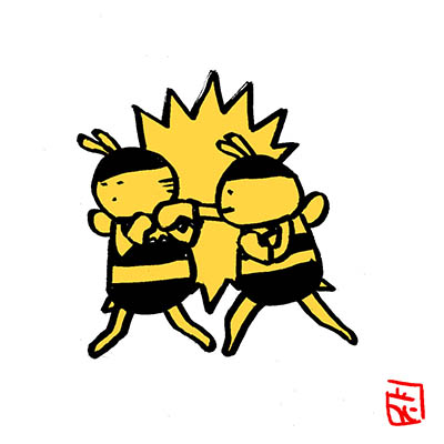 「ボーリングビー。ボクシングビー。ソーイングビー。#みつばちヒーローズ#ミツバチ 」|花小金井正幸＠喫茶宝石箱での個展。2023年開催予定のイラスト