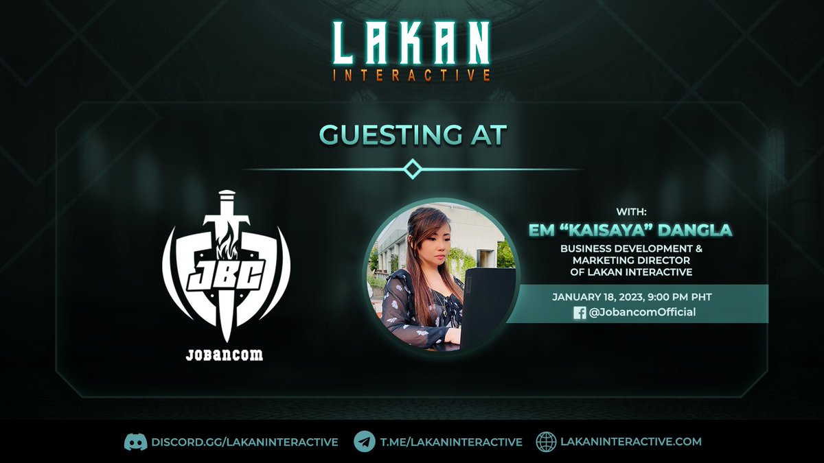 👋😀Heya'll Lakan fam! Join us with LadyMoon of Jobancom as we guest on their podcast on Jan29 @ 8pm PHT. Join us &amp; ask away questions!

Turn the notifs on their Facebook page 👉 fb.com/JobancomOffici…

#gaming #gamecommunity #indiegamedev #gamedev #womenofweb3