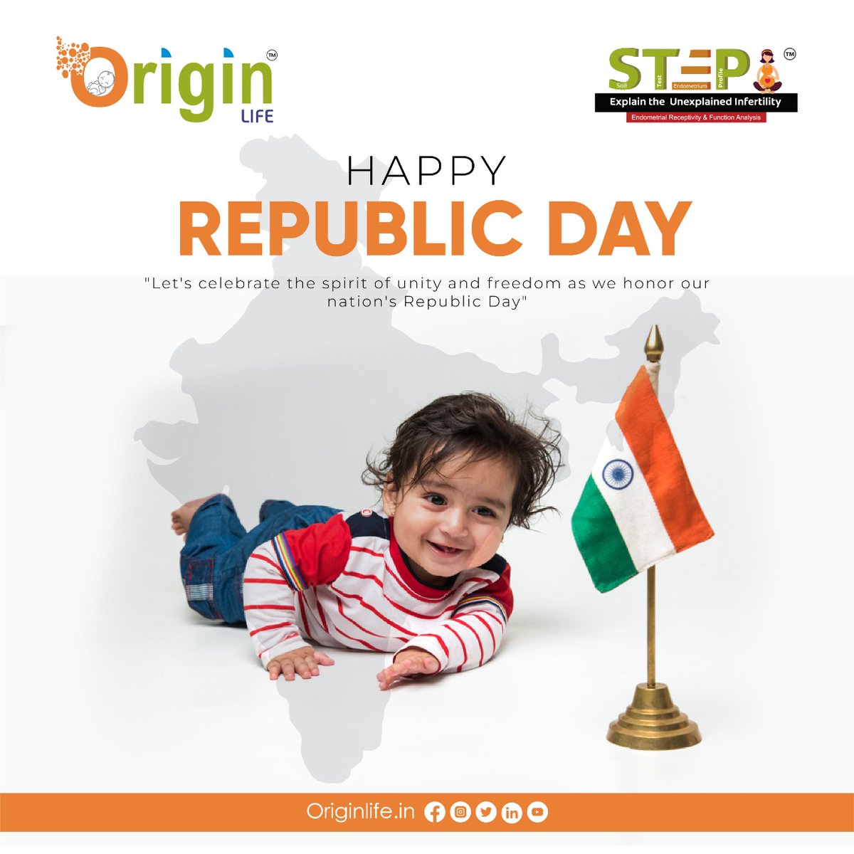 Originlife_chd's tweet photo. Freedom in the mind, Strength in the words, Pureness in our blood, Pride in our souls, Zeal in our hearts, Let's salute our India on Republic Day. 

Happy Republic Day 2023
#26january #Pathaan #26january https://t.co/xz6uhlVvTc