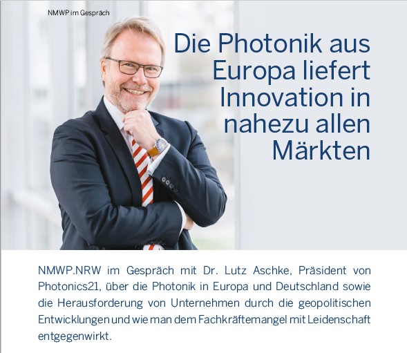 Photonics in Europe provides innovations in nearly all markets - Interview with Photonics21 president Dr. Lutz Aschke in the nmwp.nrw magazine published #photonics #photonics21 #PhotonicsPPP

👉bit.ly/3XGsyjB