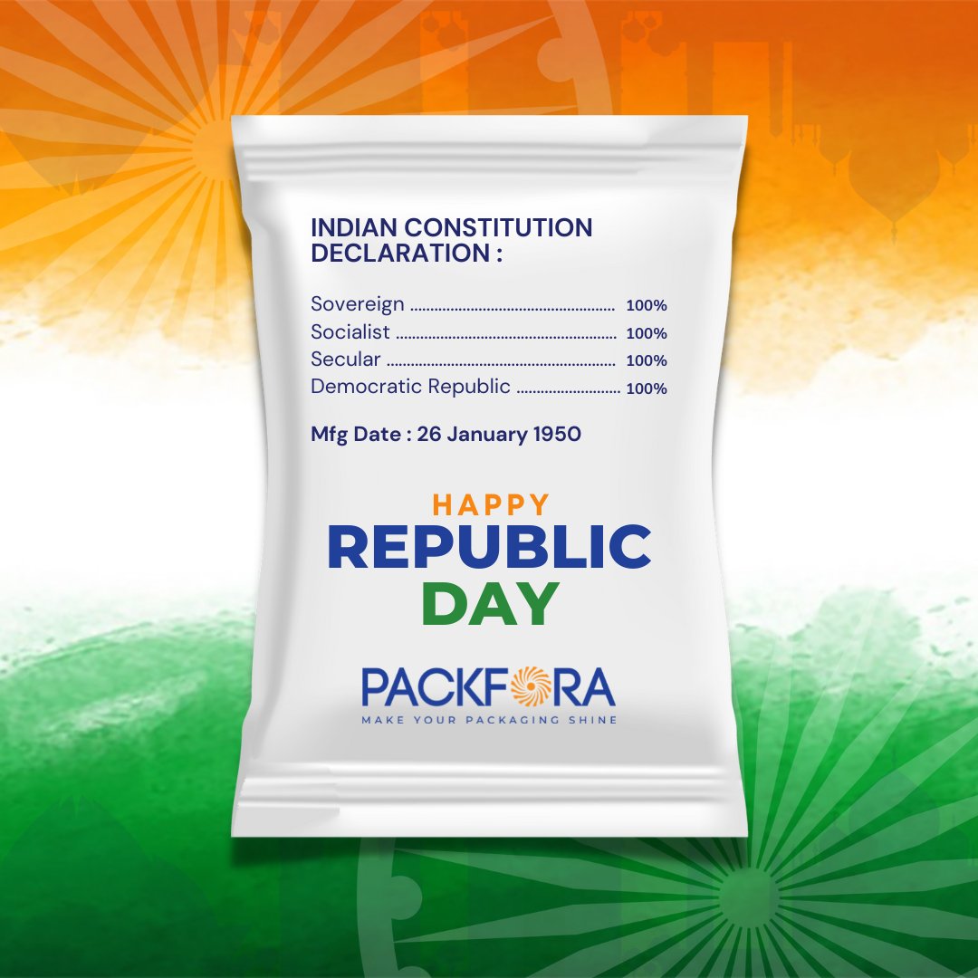 packfora's tweet image. As we celebrate the spirit of India on #RepublicDay, let's pledge to work together to make our country a global leader.

#Packfora | #PackagingConsultant | #Sustainable | #Packaging