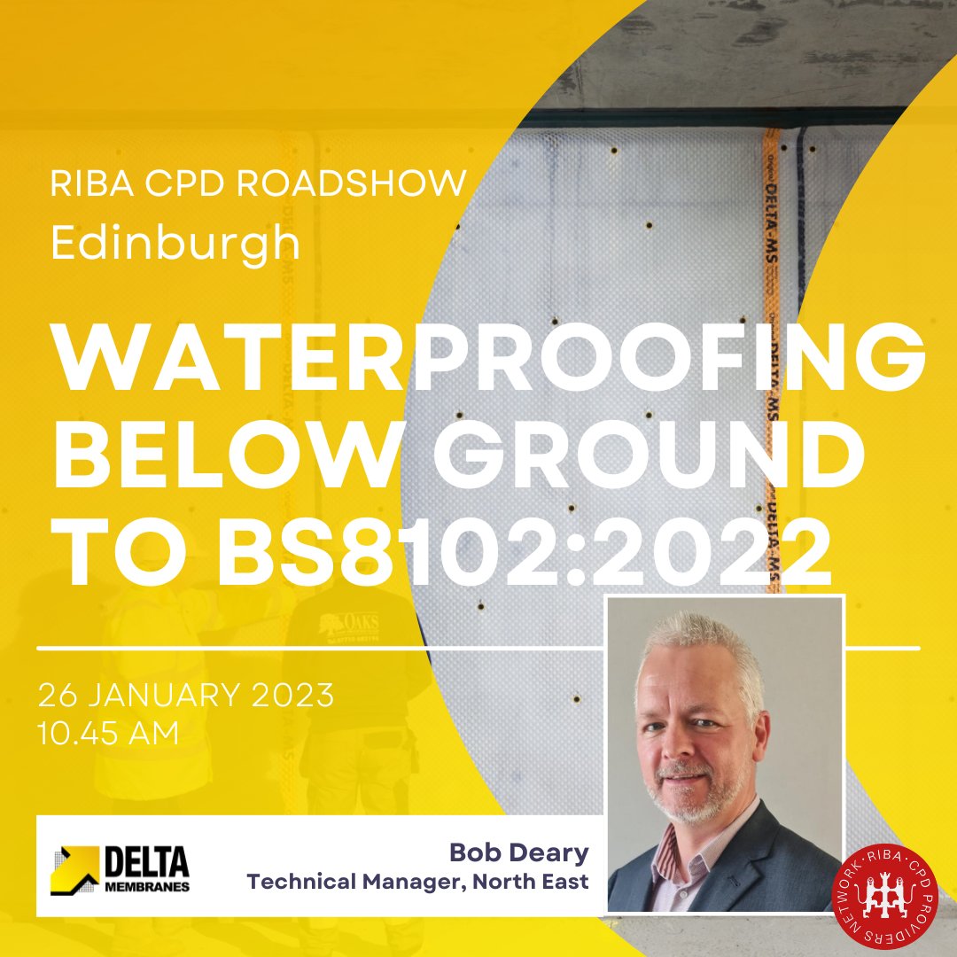 DeltaMembranes's tweet photo. Good Morning from Edinburgh!! Just over an hour to go until we present our Waterproofing Below Ground to BS 8102:2022 CPD Seminar at @theNBS @RIBA_CPD Providers Roadshow. #specifying #structuralwaterproofing #cpdproviders #bs8102 https://t.co/dzlmqbQDO7