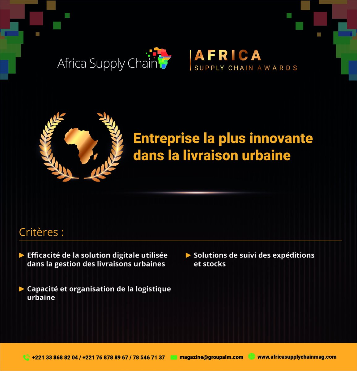 supply_africa's tweet photo. Plus d'infos sur l'événement sur ce lien : https://t.co/ctrDKqv5vV

#transporteurs #armateurs #logisticiens #formation #entreposage #distribution #manutentution #transit  #emballage #ports #aéroports #hub #awards #digital #africasupplychainmagazine #africasupplychainawards https://t.co/uF6w2nlV6V