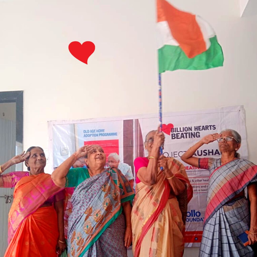 #BillionHeartsBeating team celebrated #RepublicDay at Red Cross Home For Senior Citizens in Kakinada with 45 seniors. The Billion Hearts Beating programme supports more than 200 #seniorcare homes across India by providing #healthcare and free medicines. #RepublicDay2023 #ngo