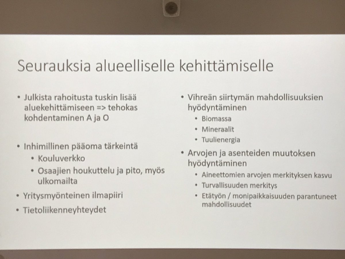 Suomen talouden näkymien seurauksena alueelliselle kehittämiselle ⁦<a href="/vesa_vihriala/">Vesa Vihriälä</a>⁩ nostaa aluekehitysrahoituksen tehokkaan kohdentamisen. Tärkeintä on inhimillinen pääoma: kouluverkko ja osaajien houkuttelu ja pito. ⁦<a href="/viitoskaytava/">Viitoskäytävä</a>⁩ #aluekehitys