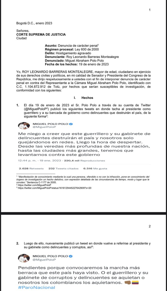 Roy Barreras tweet media