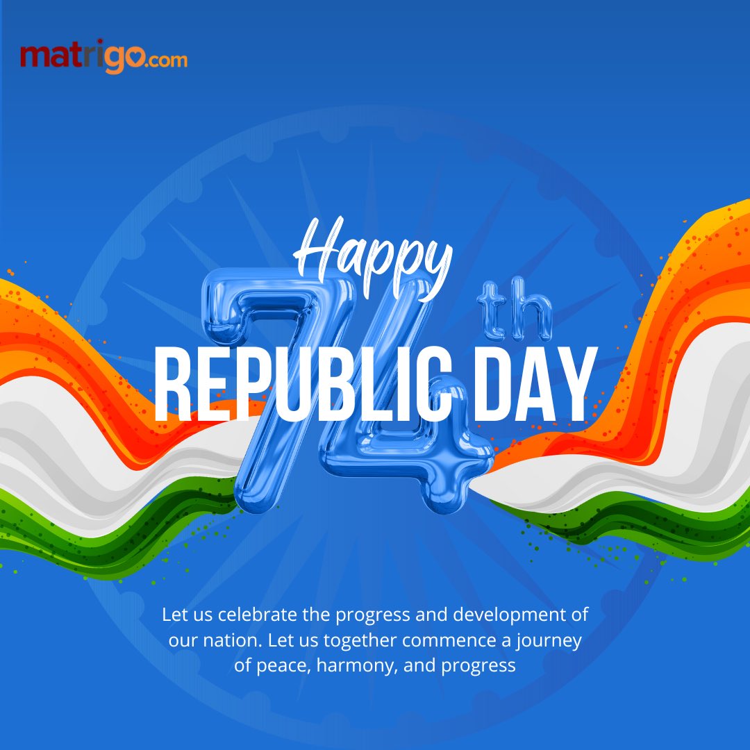 MatchRightGo's tweet photo. As we celebrate the 74th Republic Day, let us remember the struggles and triumphs of our nation and honor the diversity that makes India so unique. Together, we can build a nation that is strong, prosperous, and inclusive.
Happy Republic Day 🇮🇳

#RepublicDay2023 #RepublicDayIndia https://t.co/oeq8uZg8o8