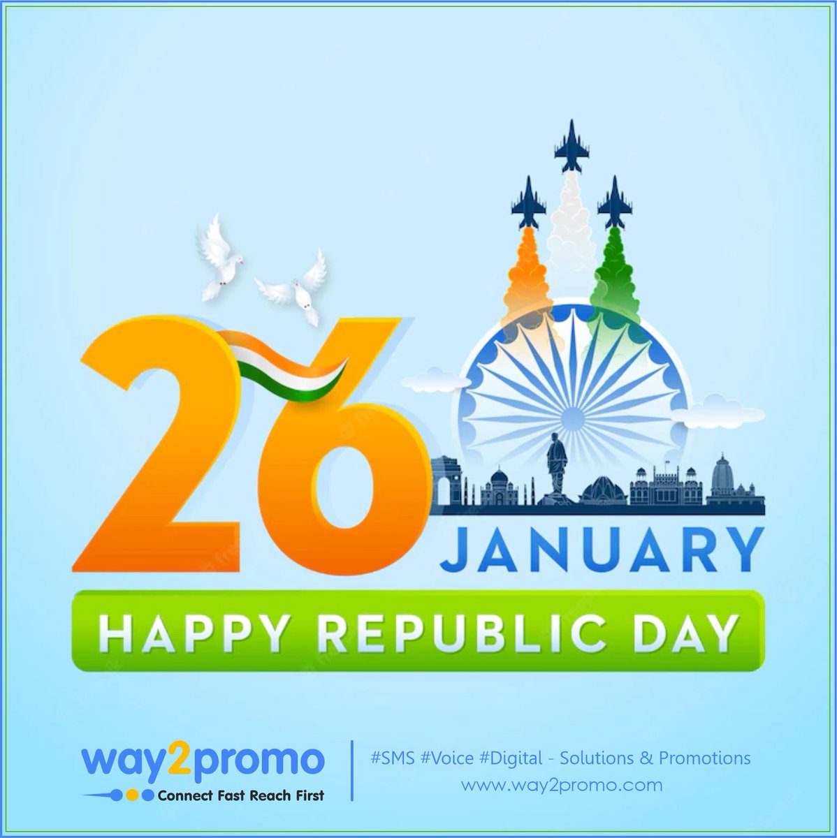 way2promo's tweet photo. Saare Jahaan se accha, Hindustan humara - let's join hands in keeping the head high of our nation. Happy Republic Day!
#26Jan #HappyRepublicDay #RepublicDayIndia #Way2Promo https://t.co/kUYeVEgUm3