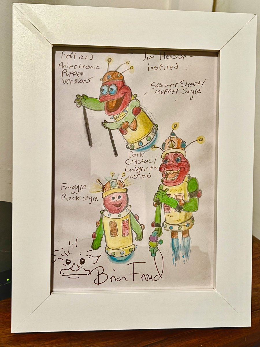 Tomjarobz93's tweet photo. #throwbackthursday
Some Jim Henson-inspired concept art I did while developing the children’s character for @USW_Animation, autographed by Brian Fraud.
#uswanimation #drawing #conceptart #jimhenson #blobbyspacecreature #brianfraud #autograph #watercolour #puppet #animation https://t.co/qSk0K1qVFk