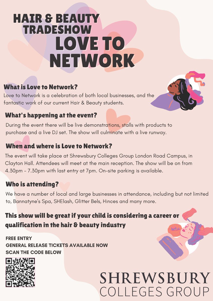 💅💇💇‍A Careers notice for students interested in the Hair and Beauty Industry: Hair and Beauty Tradeshow at @ShrewsColGroup 15th February. Click here to book your free ticket eventbrite.co.uk/e/hair-beauty-…. 💅💇💇‍