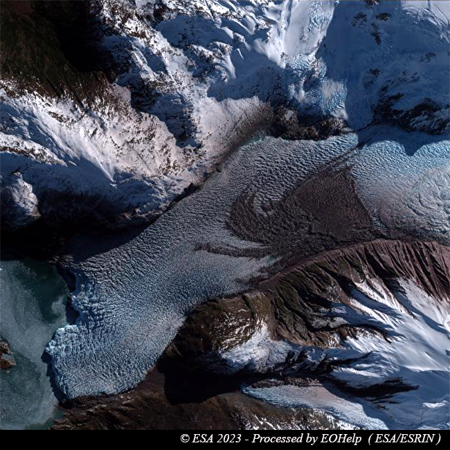 ESA_EarthOnline's tweet photo. The retreating #tidewater #AmaliaGlacier, in #Patagonia #Chile, is located in Bernardo O'Higgins #NationalPark, at the border with #TorresdelPaine. #Tidewaterglaciers flow through a valley ending in the ocean. Download this #Geoeye 2019 image from https://t.co/rJ7YyeuN93 https://t.co/uaVSxKck7N