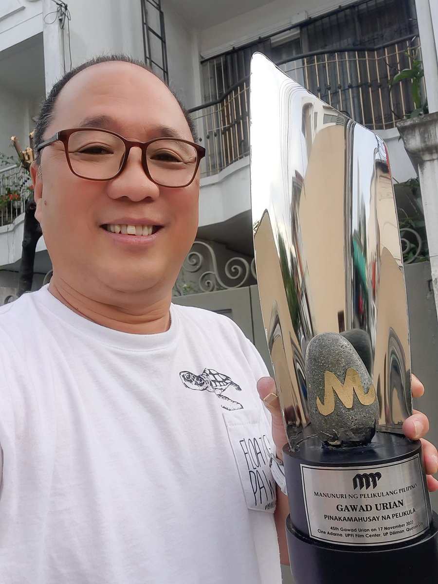 My Gawad Urian Best Film trophy for Jun Robles Lana's BIG NIGHT... Thank you Manunuri. Thank you Cignal Entertainment, IdeaFirst Company, Octobertrain Films and Quantum Films...