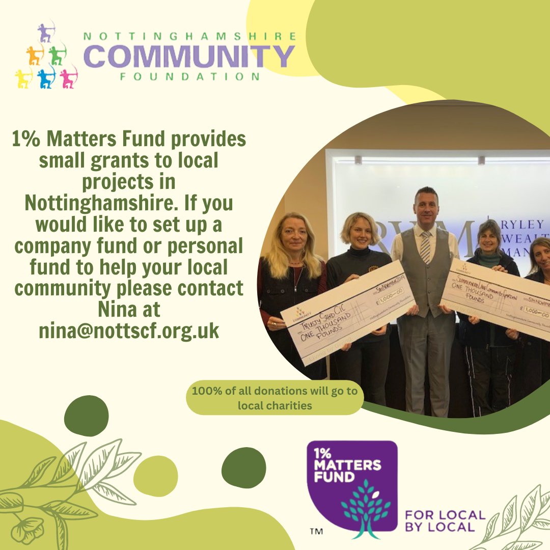What if everyone gave 1% of their salary back to their community? ...Wouldn't that be wonderful? #1percentMatters Find out more here nottscf.org.uk/giving/donate-…