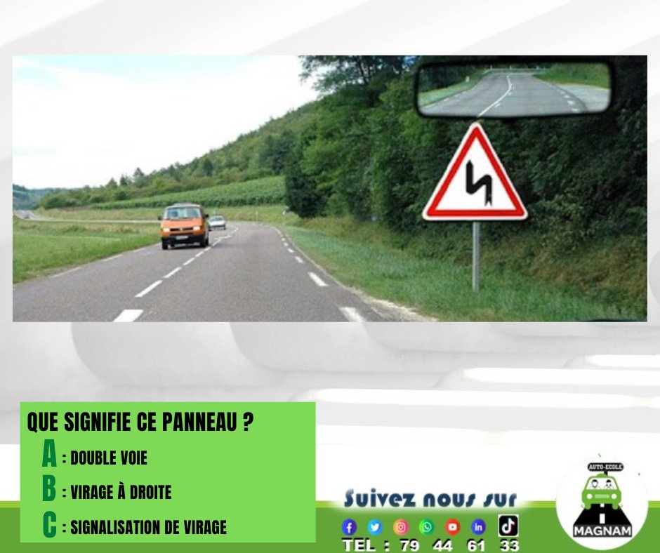 MagnamAuto's tweet image. #Quizmagnam

🇲🇱 Allez mes #champions, quelle est la signification de ce #panneau ?

On va connaitre les vrais chauffeurs. 😂😂

À vos claviers ?

👇👇👇👇

#autoécole #Magnam #Mali #SécuritéRoutière #savoirconduire