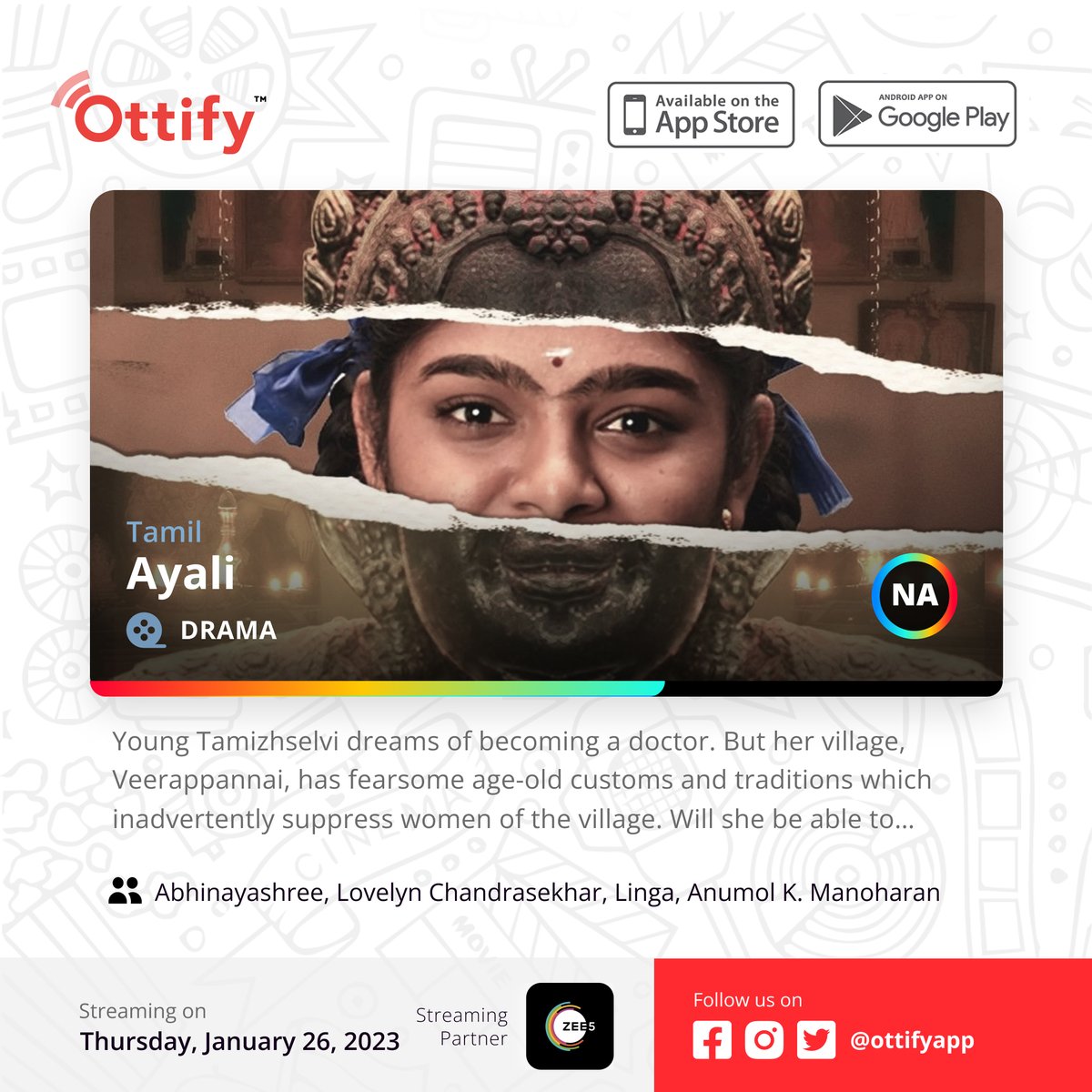 Releasing Today..

Do you love movies? 😍 Download ‘Ottify’ app for movie updates
#primevideo #netflix #ottify #hotstar #zee5 #sonyliv #ahavideo #yash #samantha #rashmikamandanna #ayali #vijay #simbu #thalapathyvijay #sivakarthikeyan #aliabhatt #ramyakrishnan #tamil #tamilseries