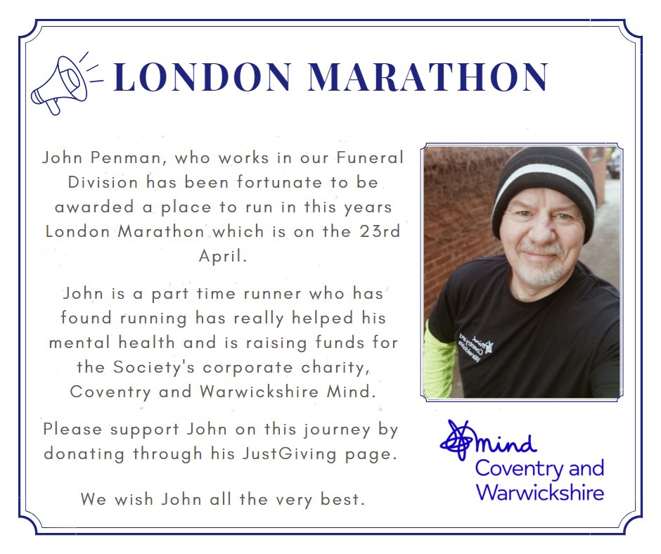 Please support John if you can by donating through his <a href="/JustGiving/">JustGiving</a> page
👇
justgiving.com/fundraising/jo…

#Marathon #marathoner #marathonrunner #halfmarathon #londonmarathon #CharityHour #charity #charityevent #sports #mindcharity #mind