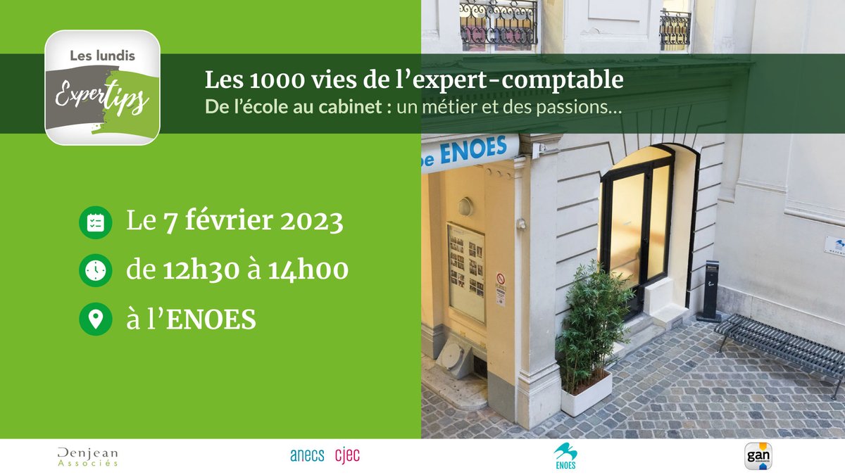 ANECS (@anecsnational) on Twitter photo Table ronde #ExperTips le 7 février à Paris : 𝗟𝗲𝘀 𝟭 𝟬𝟬𝟬 𝘃𝗶𝗲𝘀 𝗱𝗲 𝗹’𝗲𝘅𝗽𝗲𝗿𝘁-𝗰𝗼𝗺𝗽𝘁𝗮𝗯𝗹𝗲 ! 𝗗𝗲 𝗹’𝗲́𝗰𝗼𝗹𝗲 𝗮𝘂 𝗰𝗮𝗯𝗶𝗻𝗲𝘁 : 𝘂𝗻 𝗺𝗲́𝘁𝗶𝗲𝗿 𝗲𝘁 𝗱𝗲𝘀 𝗽𝗮𝘀𝘀𝗶𝗼𝗻𝘀…<a href="/DenjeanAssocies/">Thierry Denjean</a> <a href="/Gan_Assurances/">Gan Assurances</a> <a href="/ENOES_Compta/">ENOES Comptabilité</a>
👉docs.google.com/forms/d/e/1FAI… Table ronde #ExperTips le 7 février à Paris : 𝗟𝗲𝘀 𝟭 𝟬𝟬𝟬 𝘃𝗶𝗲𝘀 𝗱𝗲 𝗹’𝗲𝘅𝗽𝗲𝗿𝘁-𝗰𝗼𝗺𝗽𝘁𝗮𝗯𝗹𝗲 ! 𝗗𝗲 𝗹’𝗲́𝗰𝗼𝗹𝗲 𝗮𝘂 𝗰𝗮𝗯𝗶𝗻𝗲𝘁 : 𝘂𝗻 𝗺𝗲́𝘁𝗶𝗲𝗿 𝗲𝘁 𝗱𝗲𝘀 𝗽𝗮𝘀𝘀𝗶𝗼𝗻𝘀…<a href="/DenjeanAssocies/">Thierry Denjean</a> <a href="/Gan_Assurances/">Gan Assurances</a> <a href="/ENOES_Compta/">ENOES Comptabilité</a>
👉docs.google.com/forms/d/e/1FAI…