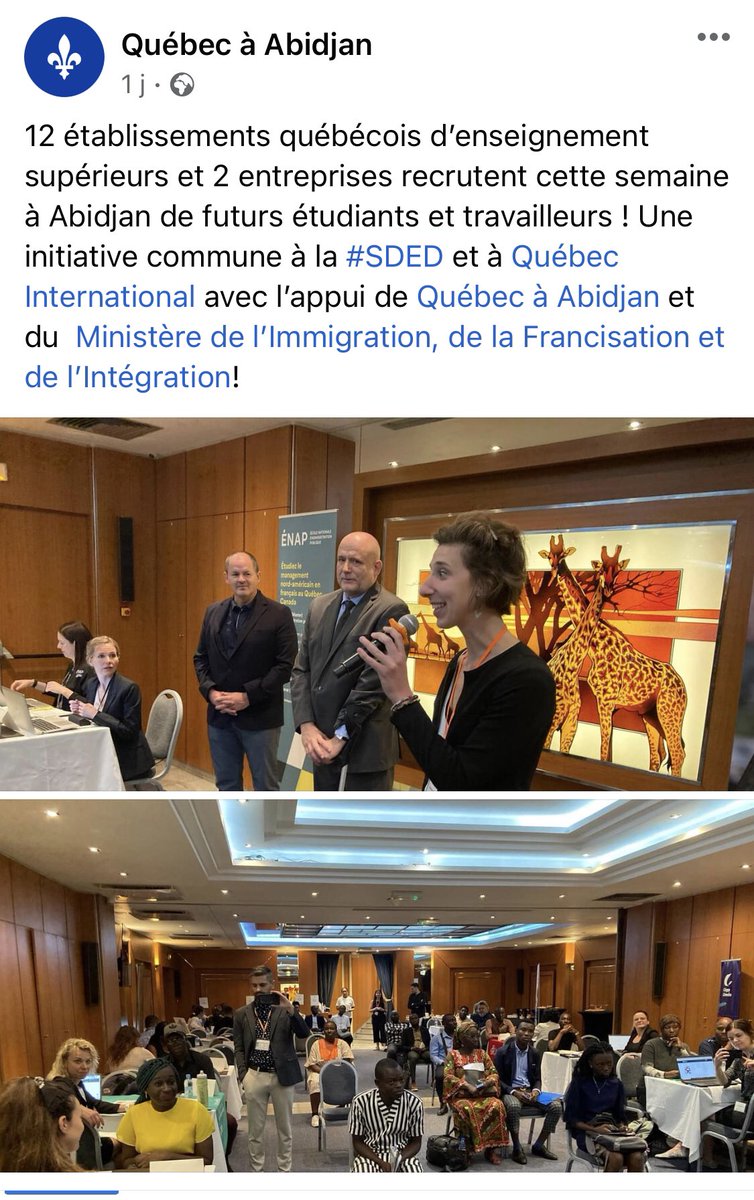 Leadersdedemain's tweet photo. Une initiative commune à la #SDED et à Québec International avec l’appui de Québec à Abidjan et du  Ministère de l’Immigration, de la Francisation et de l’Intégration!

Pour plus d’informations: +225 27 20 20 40 15 https://t.co/HkO8OAZbIJ