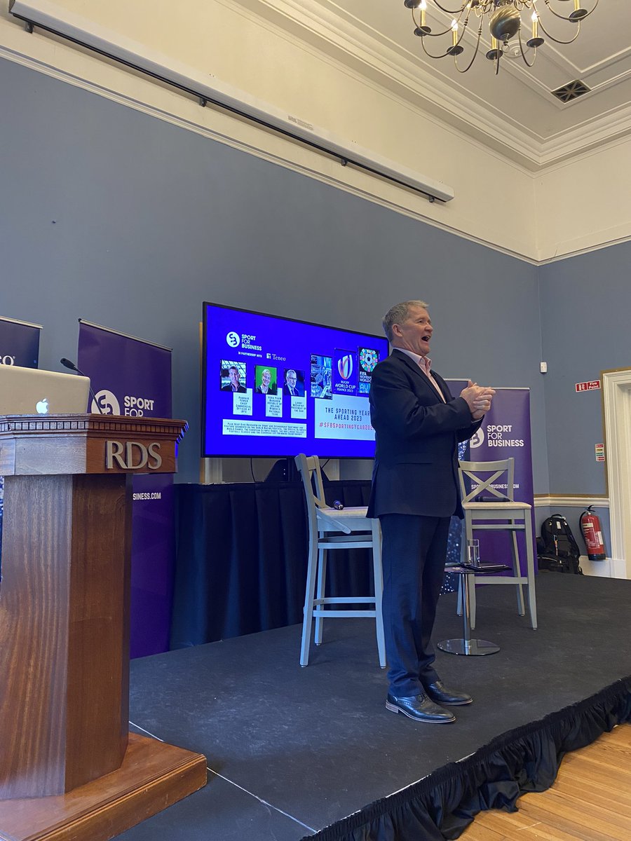 Kicking off proceedings at the <a href="/SportforBusines/">Sport for Business</a> Sporting Year Ahead is <a href="/HartnettRob/">Rob Hartnett</a> - always a very informative and enjoyable event &amp; we at <a href="/TeneoIreland/">Teneo Ireland</a> are delighted to partner with the event #SFBSportingYear2023