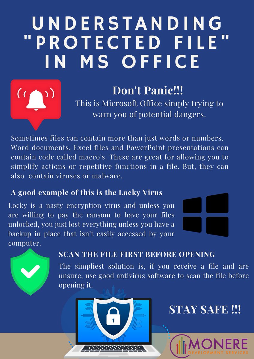 Our IT Specialist has shared some of his #top #tips on how to protect your files in #MicrosoftOffice 👇💻🖥🔒

#MONERE #tipoftheweek #Microsoft #MicrosoftTeams #MicrosoftSecurity #protectyourfiles #safety #business