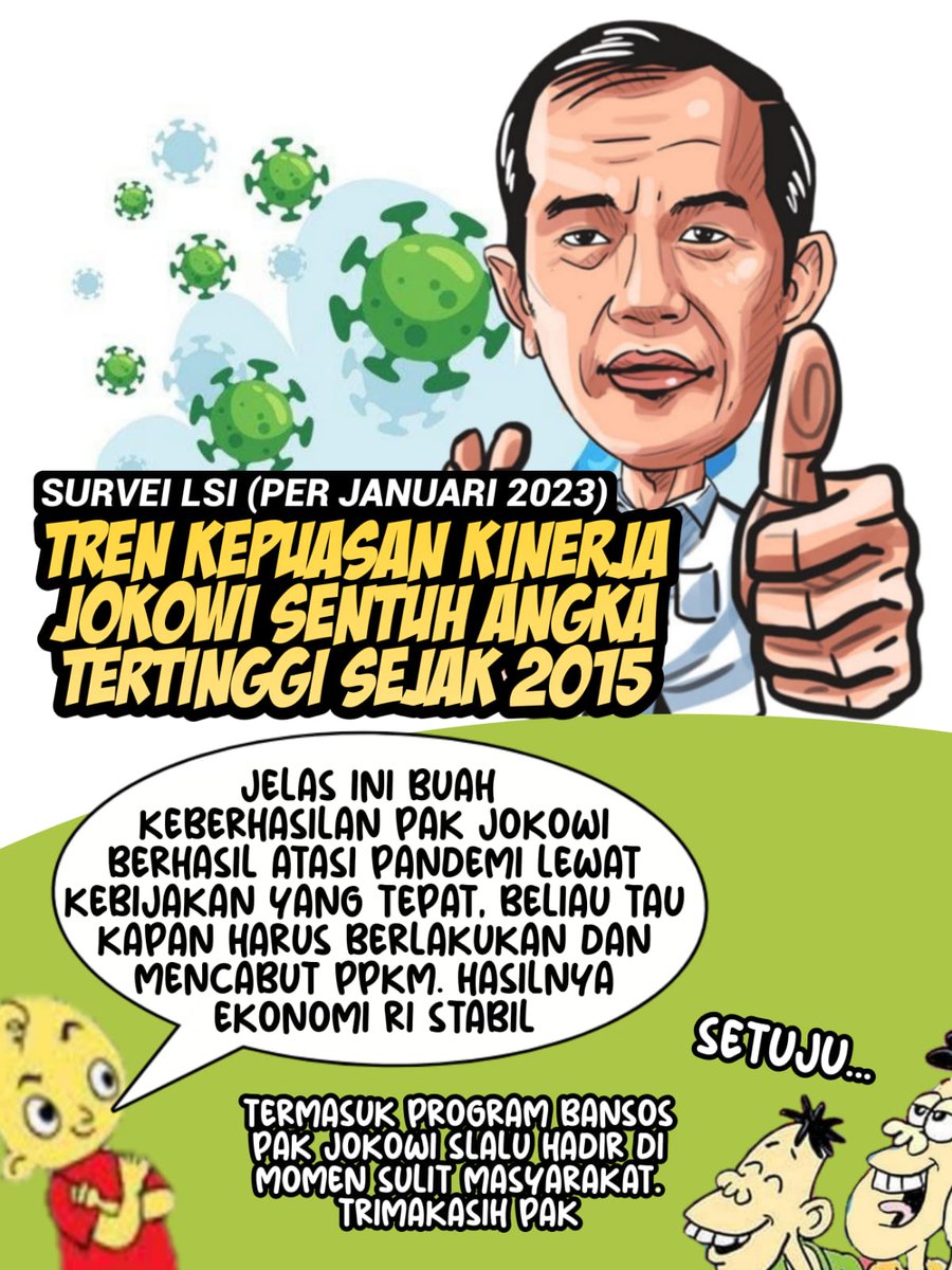 Sebab dapat kita rasakan di masa-masa pandemi dalam dua tahun terakhir Presiden Jokowi tepat dalam mengambil keputusan untuk mengatasi dampak pandemi, yang kita tahu efeknya itu kepada perekonomian internasional termasuk dalam negeri
Ekonomi Stabil Publik Puas

#ApresiasiPublik