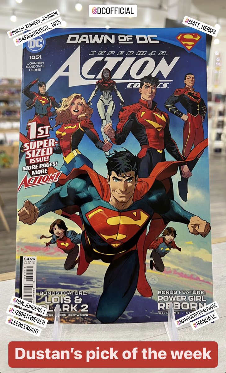 ATOMIC PICKS WEEK 1/25: Joe chose Saga 61 by @ImageComics, @BriankVaughan, & Fiona Staples. Nat chose Tim Drake: Robin 5 by @DCComics & @megfitz89. @CUNN1NGL1NGU1ST (Dustan) chose Action Comics 1051 by DC, @PhillipKJohnson, & @RafaSandoval75. 2/4 #NCBD #imagecomics #dccomics