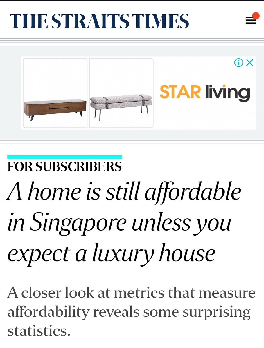 jacqloveswasabi's tweet photo. Can't read the article cos paywalled, but based on the headline, ha ha ha ha ha ha ha! (Btw, luxury homes are affordable too for most who choose to buy them. So, is he tryna say ppl who complain are buying things they can't afford?) Curious to know how the author argues his case. https://t.co/BRfub65Oto