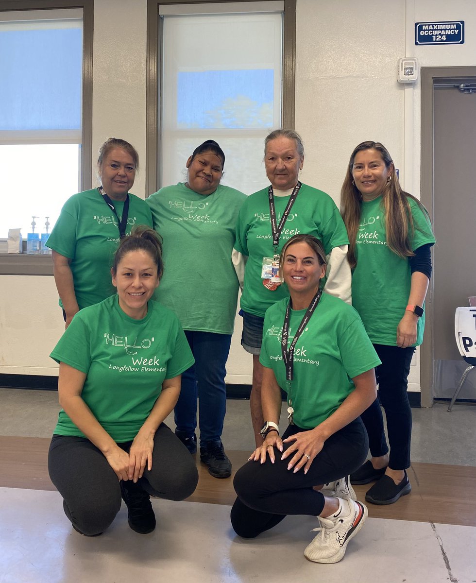 ASRayburn's tweet photo. Hello Week - Day 3! Wear green as a symbol of unity and solidarity! @sandyhook HELLO from @LBUSDLongfellow #provepossible #thisislbUSd https://t.co/LZ9TmcbZ0X