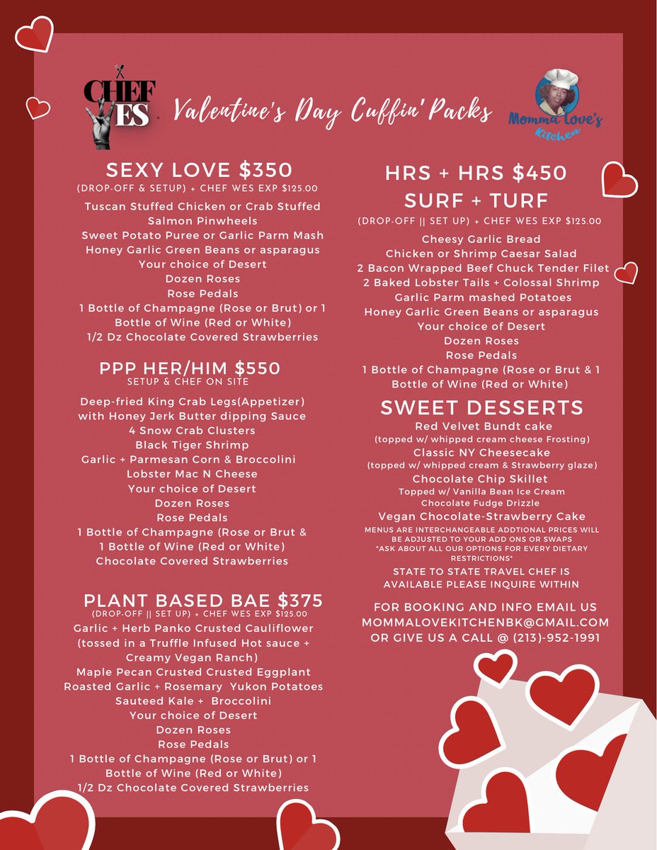 MommaLovesbk's tweet photo. Valentines Day Cuffin Packs  Chef 👐🏾es is here to service you and your loved one best!!! https://t.co/1pUE7I9gT6