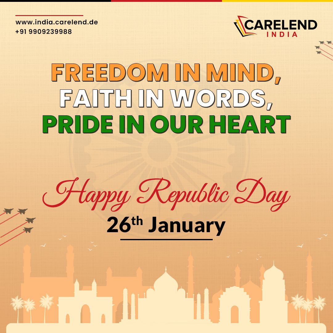 ✨ On this Special Day, let's promise to preserve our heritage and bring glory to our motherland. 

Carelend India wishes you all a very Happy Republic Day! ❤️

#indiannurses #nursingstudents #nursingprogram #nursing_student #RepublicDay #26january #basantpanchami2023