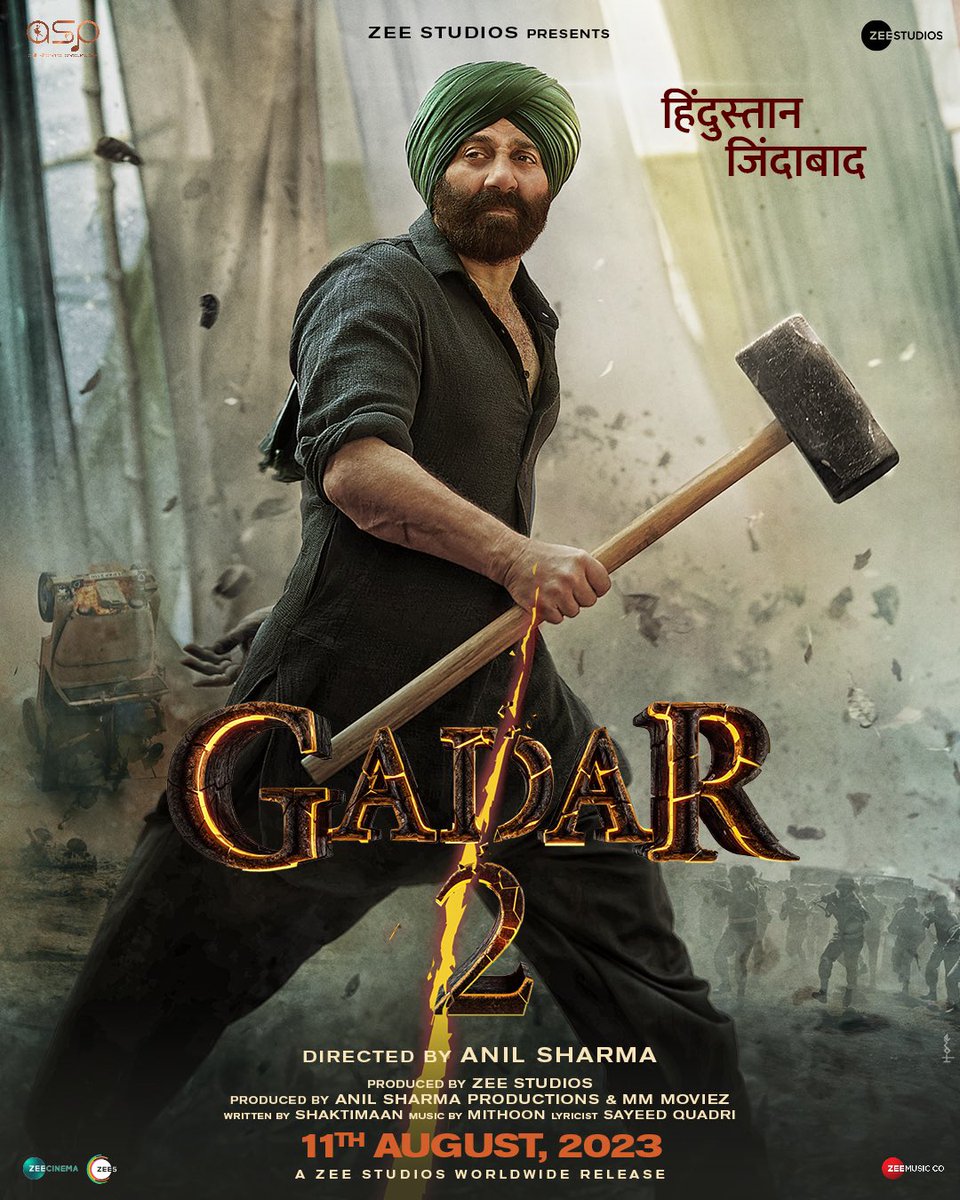 SUNNY DEOL: 'GADAR 2' ON INDEPENDENCE DAY 2023… FIRST LOOK POSTER... #Gadar2 - the sequel to #Gadar, starring #SunnyDeol, #AmeeshaPatel and #UtkarshSharma - to release in *cinemas* on 11 Aug 2023 [#IndependenceDay weekend]… Directed by #AnilSharma. #ZeeStudios