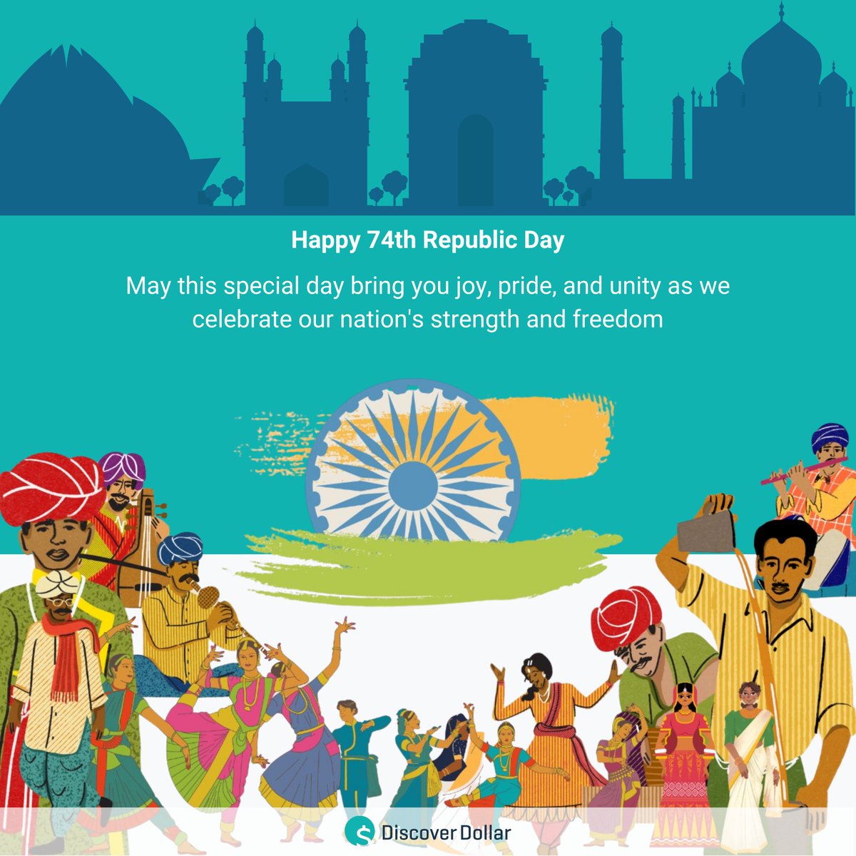 "On this Republic Day 🇮🇳, let's come together to embrace the diversity and unity of our nation. United we stand, stronger than ever. 

Happy 74th Republic day 🇮🇳

#RepublicDay #Diversity #Unity #india