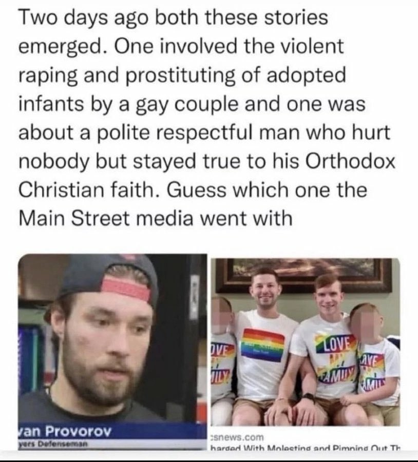 SPABG2's tweet photo. #lgbtq #lgbtqia #childabuse
#MSM #MainstreamMedia
#provorocks #ivanprovorov #provorov https://t.co/a0M6PyalBT