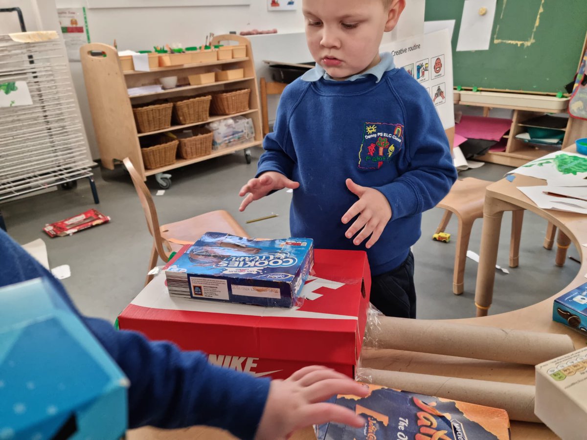 nurserydennyps's tweet photo. Lots of design and problem solving happening this week at about creative area. Back packs have been popular creations using recycled boxes. Its been lovely to see the detail and thought process. #usingourcreativity https://t.co/RLrF9fFLIf