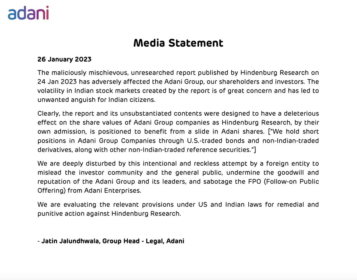 #Adani 
#MediaStatement 
#PressRelease