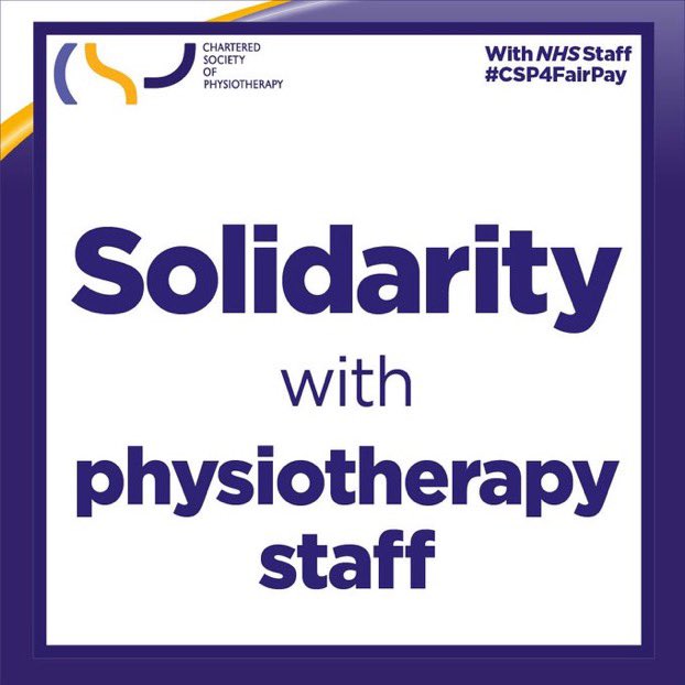 Sending warm wishes &amp; solidarity to <a href="/thecsp/">Chartered Society of Physiotherapy (CSP)</a> members who are taking industrial action today. You are standing up for all of us &amp; our profession. Thank you  #WithNHSStaff #CSP4FairPay