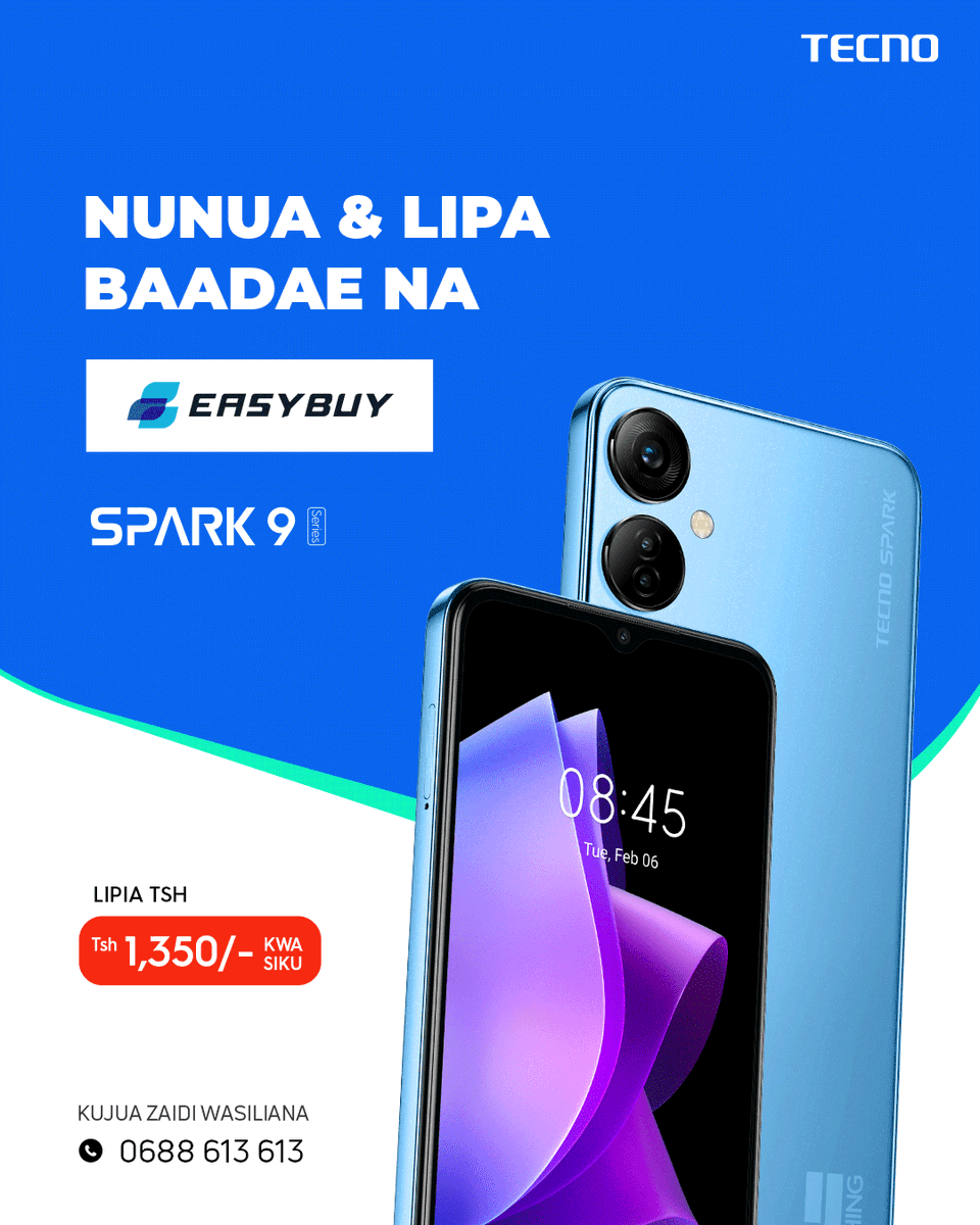 TecnomobileTZ's tweet image. Mambo yanazidi kurahisishwa! 🤩 Jipatie #SPARK9Series leo, kwa kulipa kwa awamu! Lipa malipo ya awali ya 40% na uendelee kulipa kwa awamu kila mwezi! Kwa maelezo zaidi piga 0688613613 / 0715311203