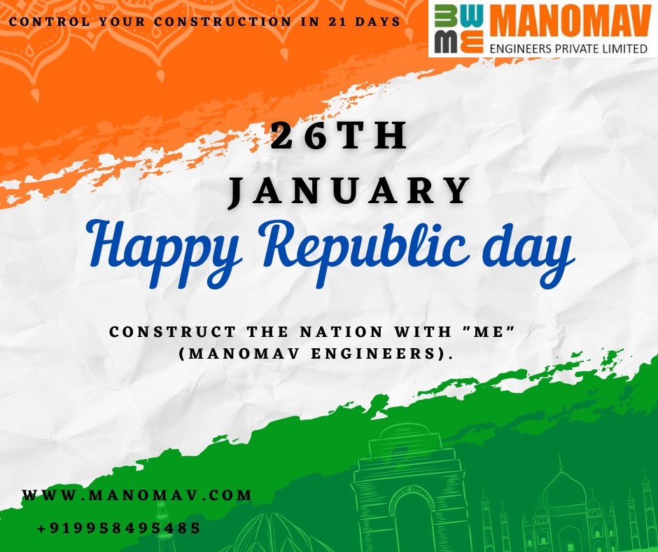 manomavengineer's tweet photo. Happy Republic Day! A day when the constitution has been rolled out is the perfect day to begin the constitution for construction management. Meet our Executive Engineer this republic day from https://t.co/D07CroQnrp.

#Repulicday #Nation #India #Construction #Building #Projects https://t.co/K57JirtIJj